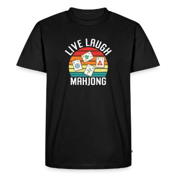 Dicton Retro Mah Jongg - Live Laugh Mahjong - T-shirt Premium bio Homme - noir - Devant - Nico (187cm)