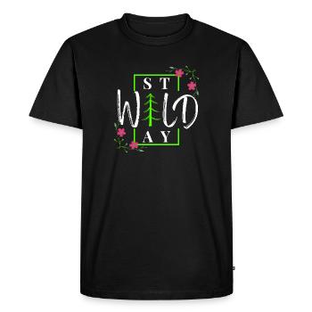 Restez sauvage - Forêt hivernale rustique - T-shirt Premium bio Homme - noir - Devant - Nico (187cm)