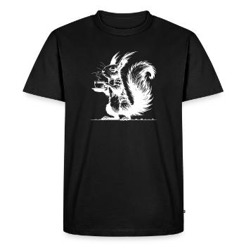 Small Squirrel, Big Cup Squirrel Caffeine - Men's Premium Organic T-Shirt - black - Front - Nico (187cm)