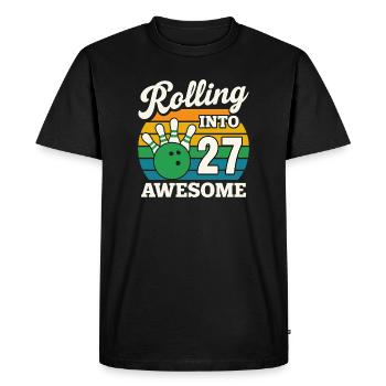 Bowling 27 Birthday Celebration Graphic - Men's Premium Organic T-Shirt - black - Front - Nico (187cm)