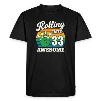 Bowling 33th Birthday Celebration Graphic - Men's Premium Organic T-Shirt - black - Front - Nico (187cm)