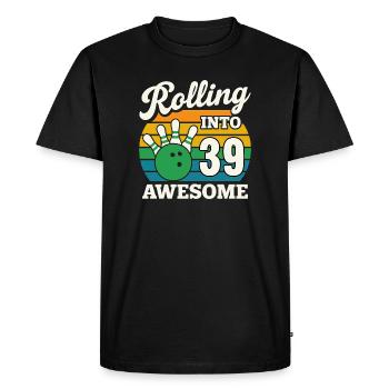 Bowling 39th Birthday Celebration Graphic - Men's Premium Organic T-Shirt - black - Front - Nico (187cm)