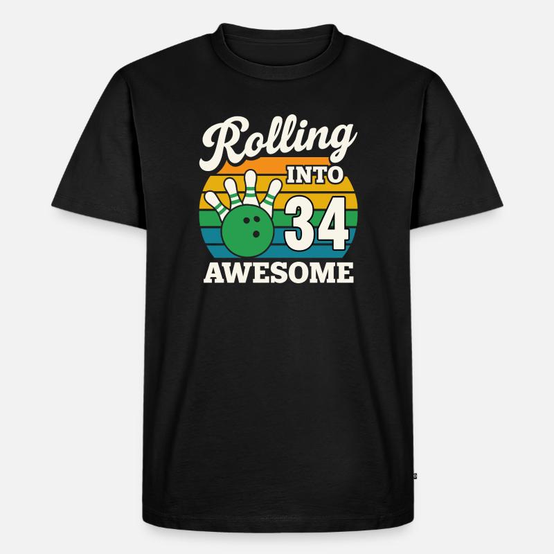 Bowling 34e anniversaire célébration graphique - T-shirt Premium bio Homme - noir