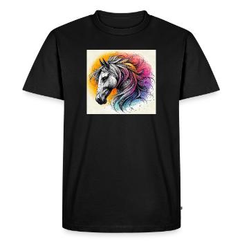 cheval - T-shirt Premium bio Homme - noir - Devant - Nico (187cm)