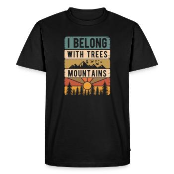 Rétro Nature Montagnes Soleil Forêt Randonnée Cadeau - T-shirt Premium bio Homme - noir - Devant - Nico (187cm)