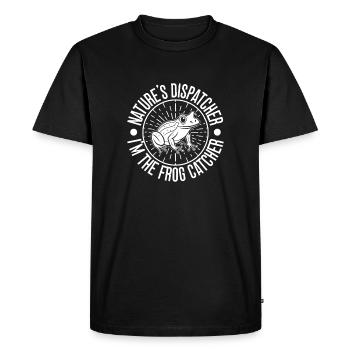 Attrape-grenouilles, répartiteur de la nature, grenouille - T-shirt Premium bio Homme - noir - Devant - Nico (187cm)