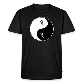 Symbole Yin Yang avec des caractères chinois - T-shirt Premium bio Homme - noir - Devant - Nico (187cm)