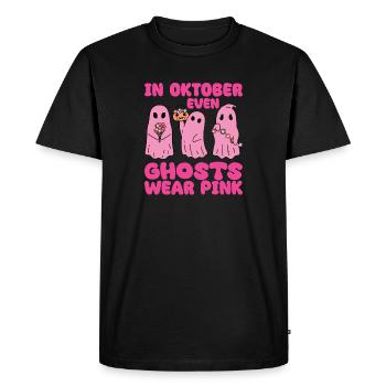en octobre, même les fantômes portent du cancer du sein rose - T-shirt Premium bio Homme - noir - Devant - Nico (187cm)