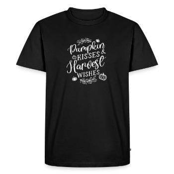 Pumpkin Kisses Harvest Wishes - Men's Premium Organic T-Shirt - black - Front - Nico (187cm)