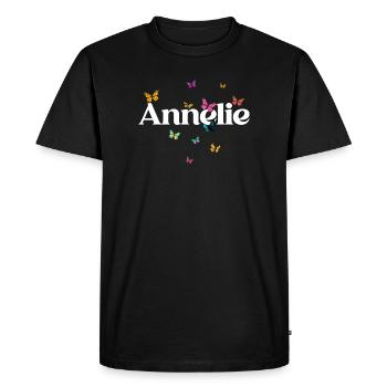 Beautiful girl's name ANNELIE with butterflies - Men's Premium Organic T-Shirt - black - Front - Nico (187cm)