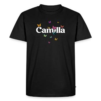 Beau prénom de fille CAMILLA avec des papillons - T-shirt Premium bio Homme - noir - Devant - Nico (187cm)