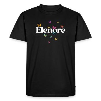 Beau prénom de fille ELENORE avec des papillons - T-shirt Premium bio Homme - noir - Devant - Nico (187cm)