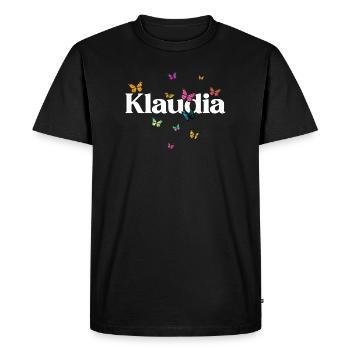 Joli prénom de fille Klaudia avec des papillons - T-shirt Premium bio Homme - noir - Devant - Nico (187cm)