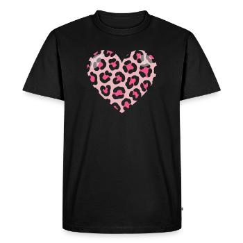 Leopard Love Heart - Men's Premium Organic T-Shirt - black - Front - Nico (187cm)