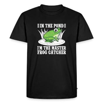 Maître Frog Catcher Dessin animé - T-shirt Premium bio Homme - noir - Devant - Nico (187cm)