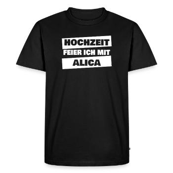 Célébration de mariage moi avec Alicia - T-shirt Premium bio Homme - noir - Devant - Nico (187cm)