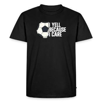 Je crie parce que je me soucie des parents footballeurs - T-shirt Premium bio Homme - noir - Devant - Nico (187cm)