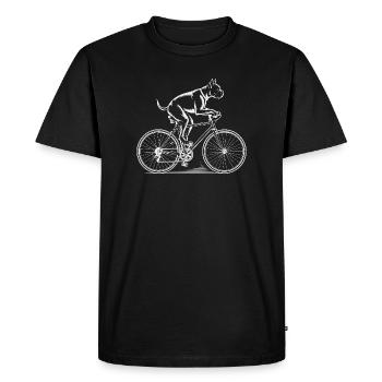 Chien Boxer conduisant un vélo - T-shirt Premium bio Homme - noir - Devant - Nico (187cm)