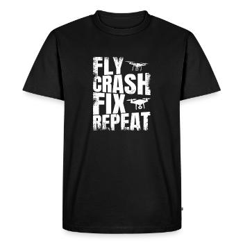 Fly_Crash_Fix_Repeat - Men's Premium Organic T-Shirt - black - Front - Nico (187cm)