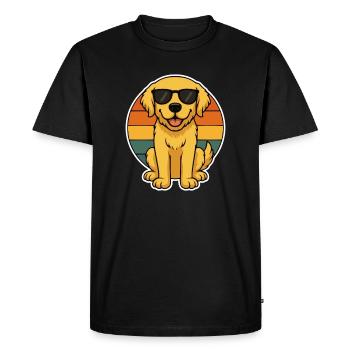 Casual dog with sunglasses & retro background - Men's Premium Organic T-Shirt - black - Front - Nico (187cm)