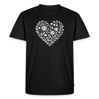 Fleuriste à motifs de cœurs fleuris - T-shirt Premium bio Homme - noir - Devant - Nico (187cm)