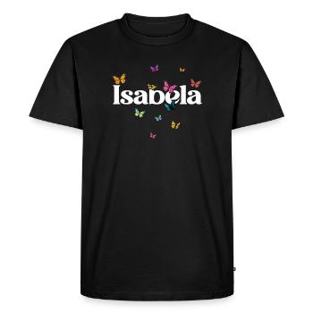 Beau prénom de fille avec des papillons ISABELA - T-shirt Premium bio Homme - noir - Devant - Nico (187cm)