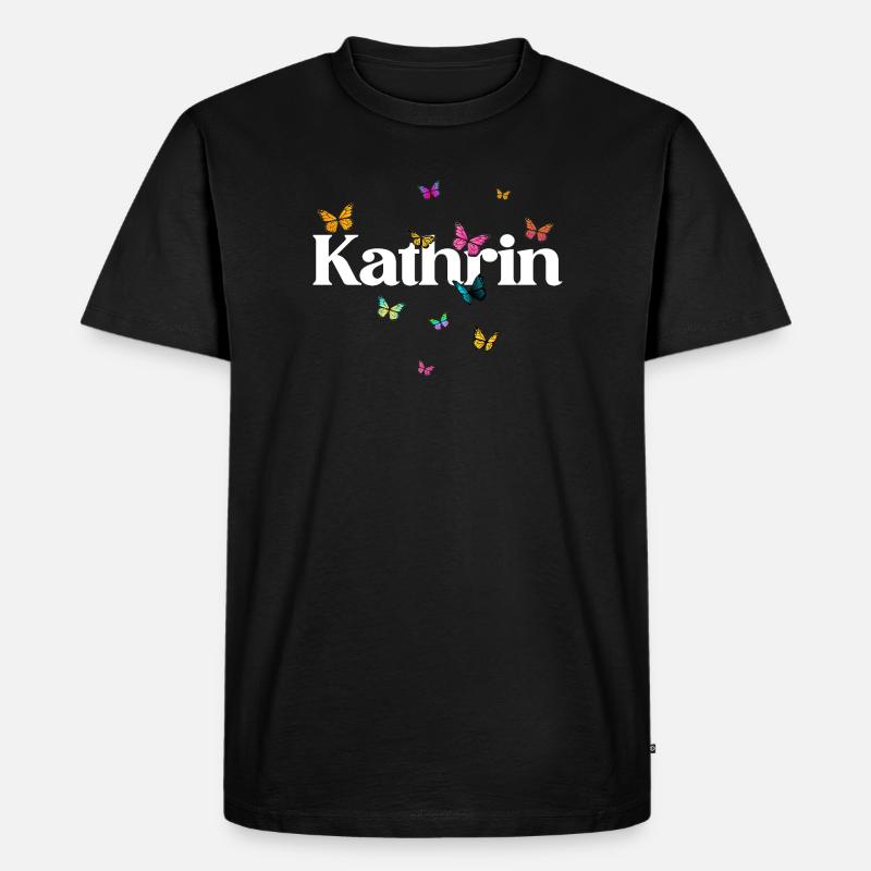 Schöner Mädchenname mit Schmetterlingen KATHRIN - Männer Premium Bio T-Shirt - Schwarz