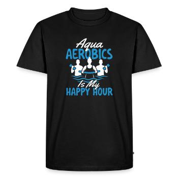 L'aquagym est mon plaisir aquatique pendant l'happy hour - T-shirt Premium bio Homme - noir - Devant - Nico (187cm)
