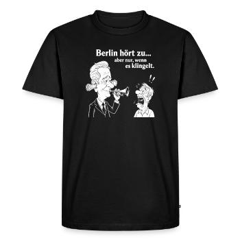 Berlin listens - Men's Premium Organic T-Shirt - black - Front - Nico (187cm)
