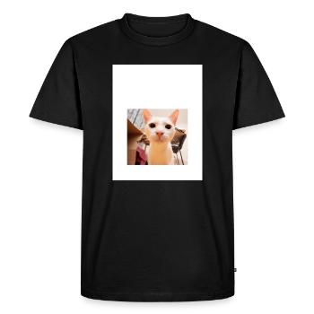 Playful Cat Portrait with Sniffing Detail - Men's Premium Organic T-Shirt - black - Front - Nico (187cm)