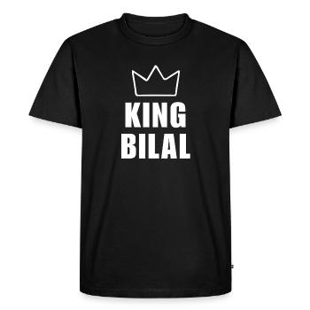 King Bilal Crown Shirt – Name Starting with B - Men's Premium Organic T-Shirt - black - Front - Nico (187cm)