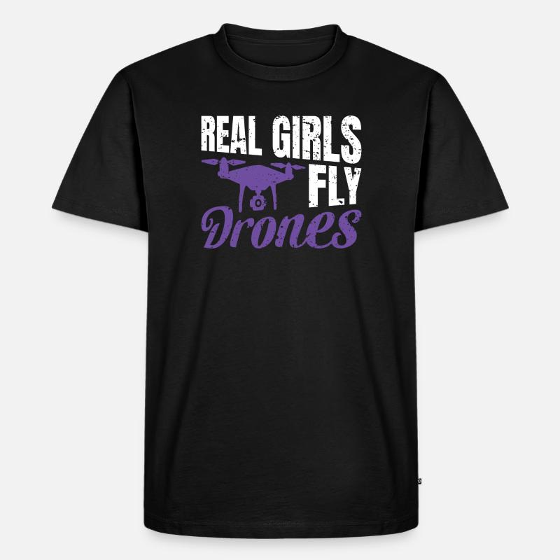 Real Girls fly Drones - Männer Premium Bio T-Shirt - Schwarz