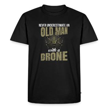Vieil homme avec un drone Drone disant - T-shirt Premium bio Homme - noir - Devant - Nico (187cm)