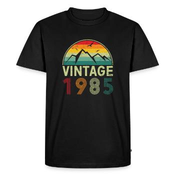 Motif de coucher de soleil de montagne vintage - T-shirt Premium bio Homme - noir - Devant - Nico (187cm)