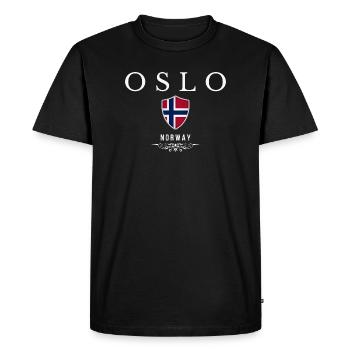 Oslo, Norvège, design élégant et minimaliste - T-shirt Premium bio Homme - noir - Devant - Nico (187cm)