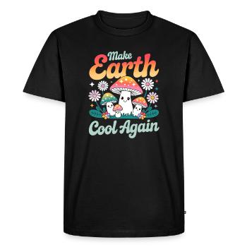 Rafraîchir à nouveau la terre Champignons Kawaii - T-shirt Premium bio Homme - noir - Devant - Nico (187cm)
