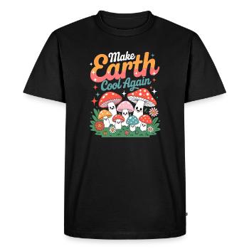 Make Earth Cool Again Champignon Kawaii Nature - T-shirt Premium bio Homme - noir - Devant - Nico (187cm)