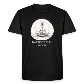 Méditation des fleurs avec connexion des racines - T-shirt Premium bio Homme - noir - Devant - Nico (187cm)