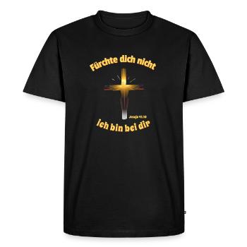 Shining Cross Message Jesus Saying Isaiah - Men's Premium Organic T-Shirt - black - Front - Nico (187cm)