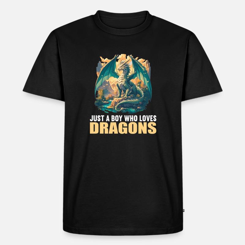 Drachen Drache - Männer Premium Bio T-Shirt - Schwarz