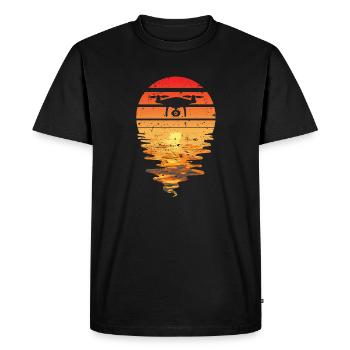 Drone Sunset Rétro - T-shirt Premium bio Homme - noir - Devant - Nico (187cm)