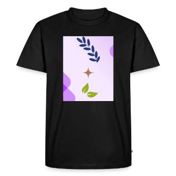 Minimalist Nature-inspired Leaf Design - Men's Premium Organic T-Shirt - black - Front - Nico (187cm)