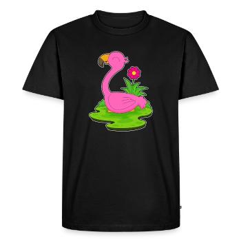 Fleur de flamant rose - T-shirt Premium bio Homme - noir - Devant - Nico (187cm)