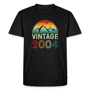 Design rétro de coucher de soleil en montagne - T-shirt Premium bio Homme - noir - Devant - Nico (187cm)