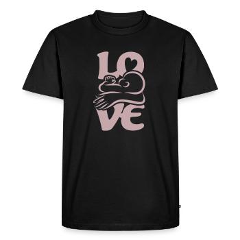 Bébé qui boit et qui allaite Maman AMOUR - T-shirt Premium bio Homme - noir - Devant - Nico (187cm)