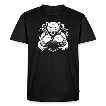 Logo d'ours fort avec boxeur en pose de combat - T-shirt Premium bio Homme - noir - Devant - Nico (187cm)