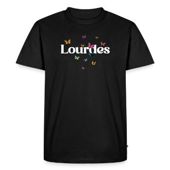 Beau prénom de fille avec des papillons LOURDES - T-shirt Premium bio Homme - noir - Devant - Nico (187cm)