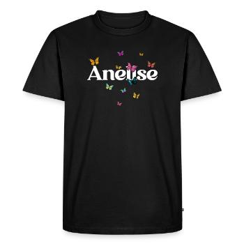 Beautiful girl's name with butterflies ANELISE - Men's Premium Organic T-Shirt - black - Front - Nico (187cm)