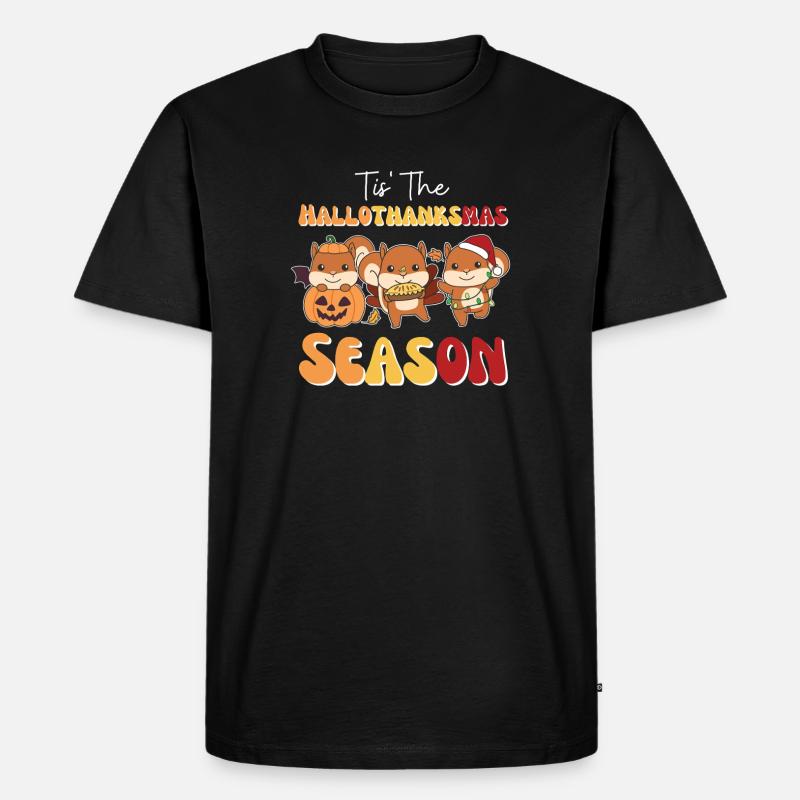 Tis' the Hallothanksmas Season Eichhörnchen - Männer Premium Bio T-Shirt - Schwarz