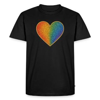 Sparkling rainbow heart design - Men's Premium Organic T-Shirt - black - Front - Nico (187cm)